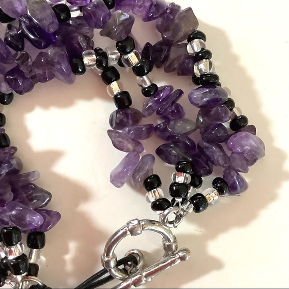 Handmade amethyst multi strand stack bracelet - Picture 2 of 8